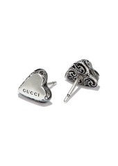 Gucci engraved-logo heart stud earrings