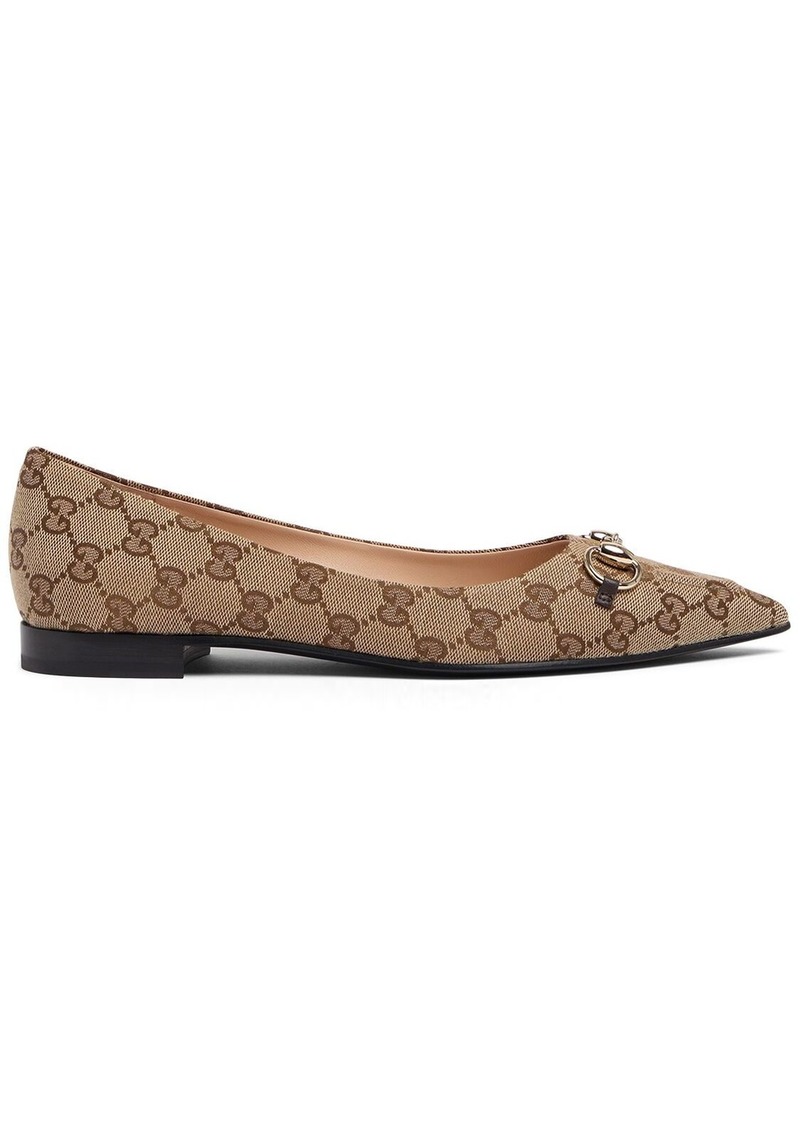 Gucci 15mm Canvas Ballet Flat With Horsebit