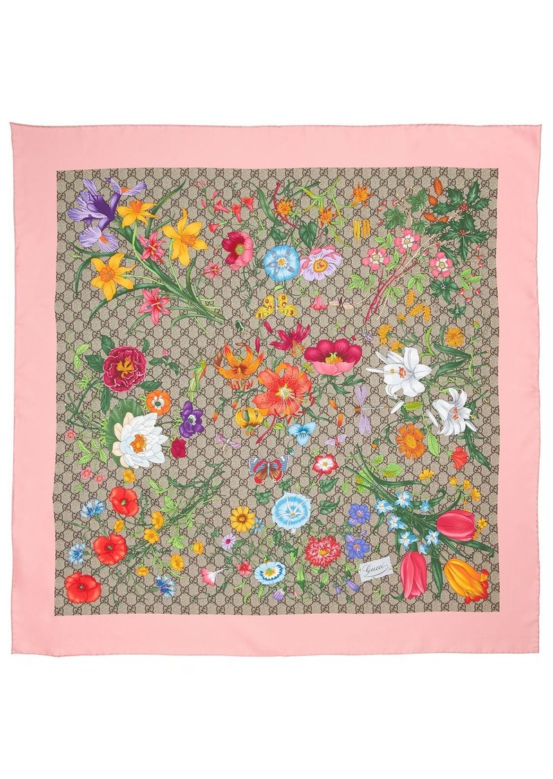 Gucci Flora Printed Silk Scarf