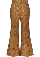 Gucci floral-jacquard logo flared trousers