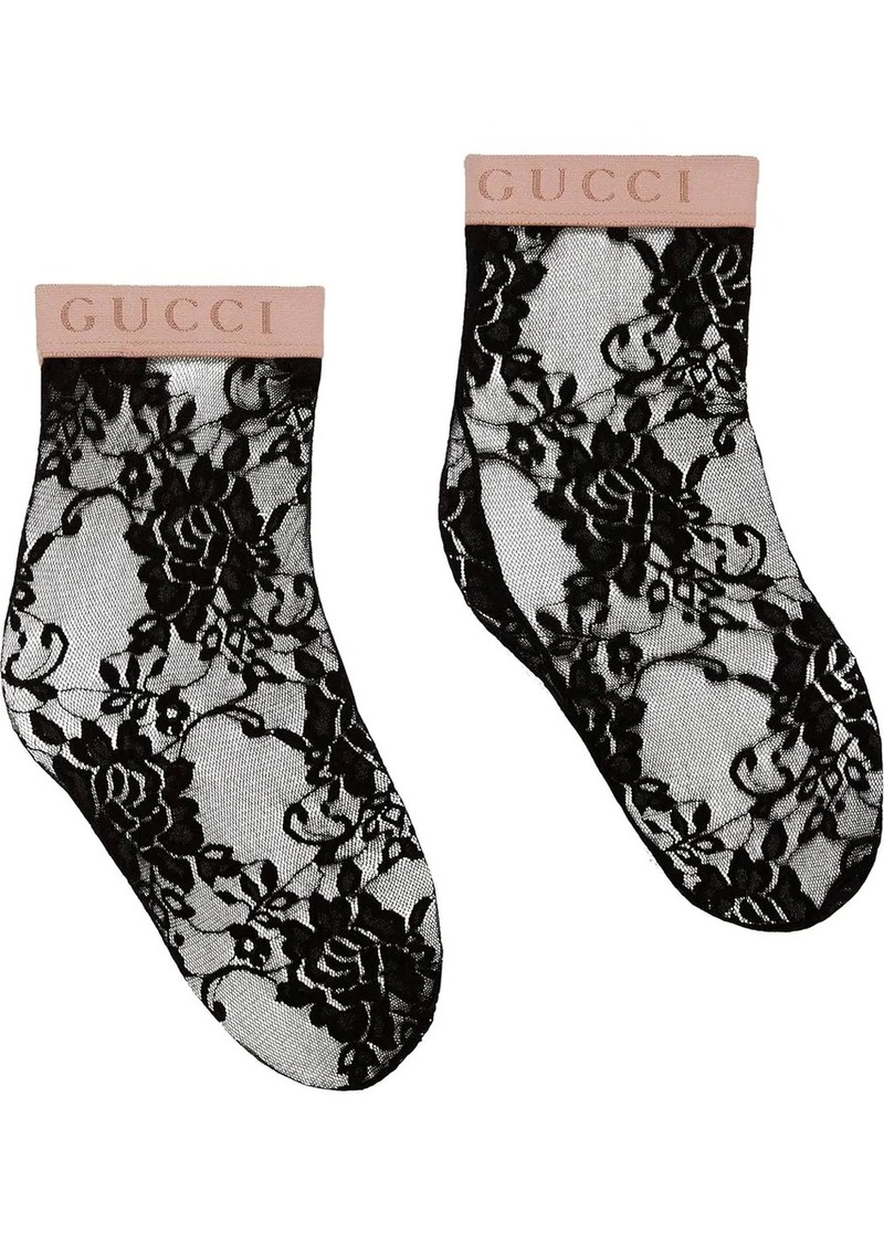 floral lace ankle socks