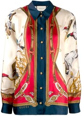 Gucci Flying Duck print long-sleeved shirt