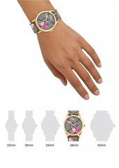 Gucci G-Timeless Pink Blooms Gold PVD & GG Supreme Canvas Strap Watch