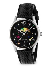 Gucci G-Timeless Rainbow Moonphase Lizard Strap Watch