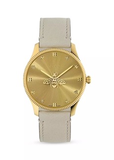 Gucci G-Timeless Yellow Gold PVD & Leather Strap Watch