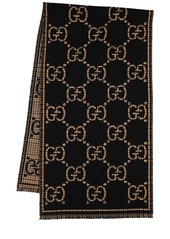 Gucci Gg & Plaid Wool Jacquard Scarf