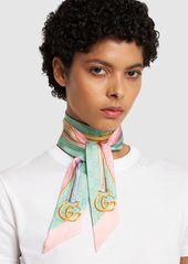 Gucci Gg Belt Print Silk Neck Bow