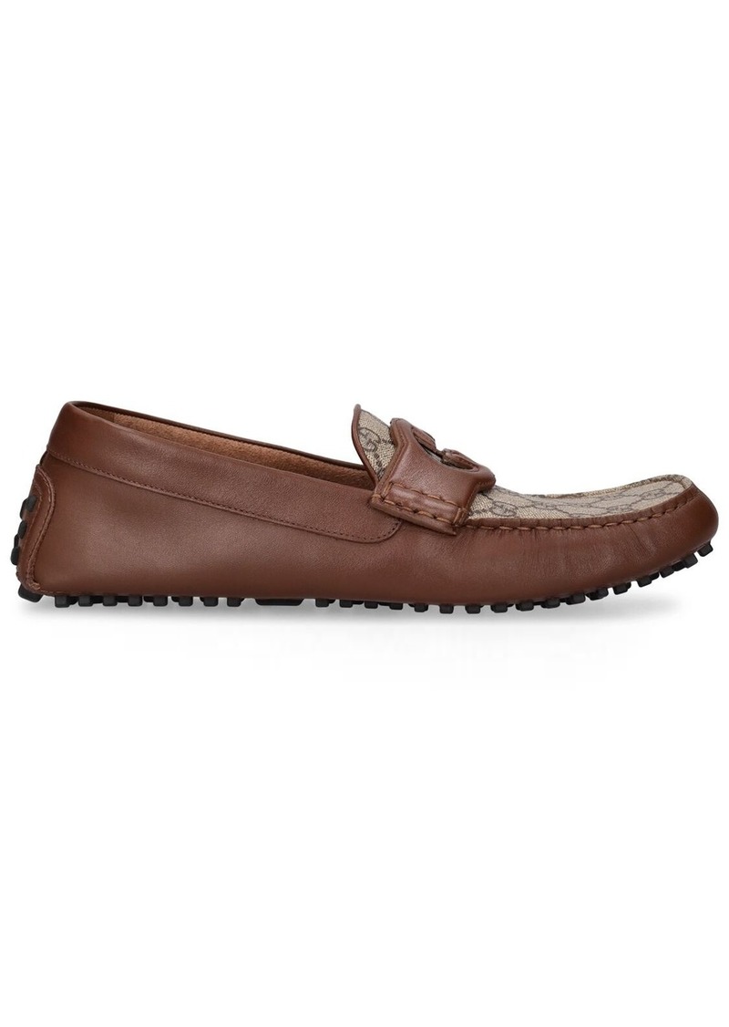 Gucci Gg Cotton Blend And Leather Loafers