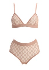 Gucci Gg Embroidered Sheer Tulle Lingerie Set