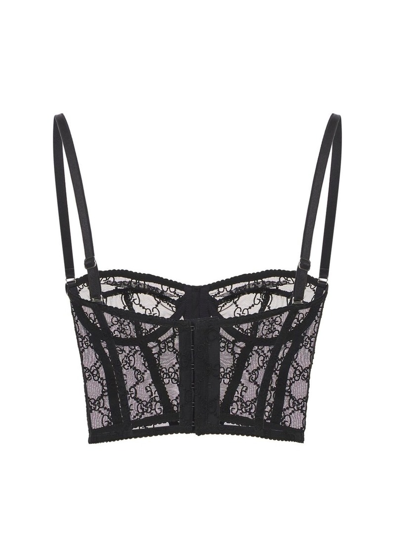 Gucci Gg Embroidered Tulle Bralette