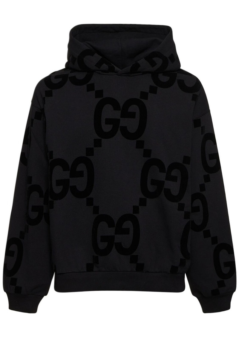 Gucci Gg Flocked Cotton Jersey Hoodie