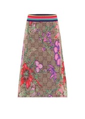 Gucci GG Flora wool-blend midi skirt