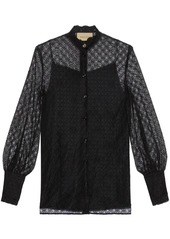 Gucci GG geometric lace puff-sleeve shirt