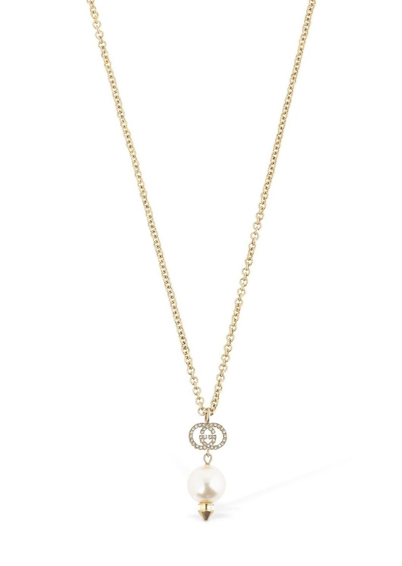 Gucci Gg Imitation Pearl Long Necklace