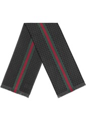 Gucci GG jacquard knit scarf with Web and fringe