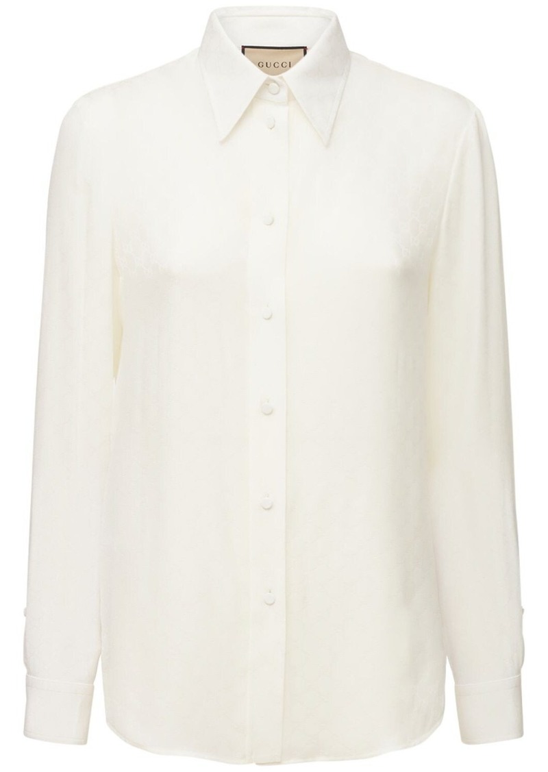 GG silk crepe shirt in ivory