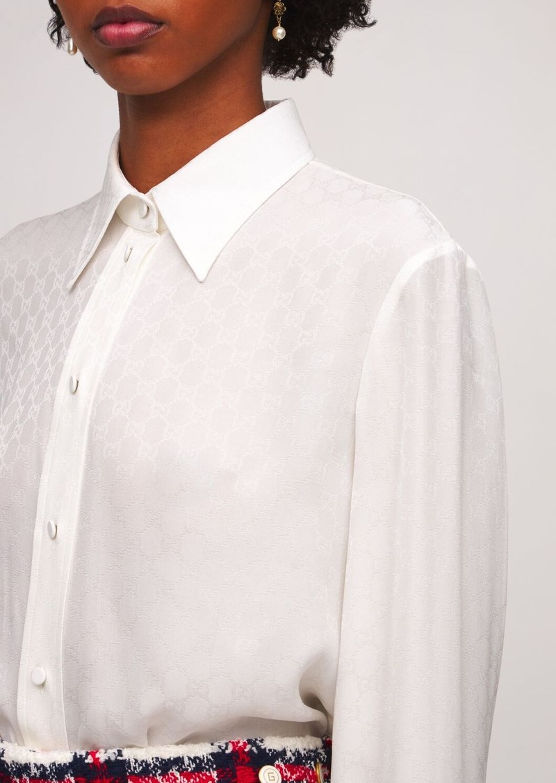 GG silk crepe shirt in ivory