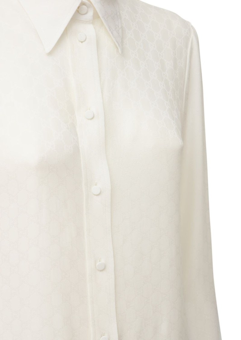 GG silk crepe shirt in ivory