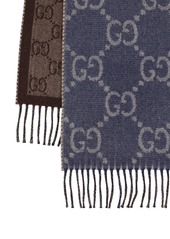 Gucci Gg Jacquard Wool Knit Scarf W/tassels