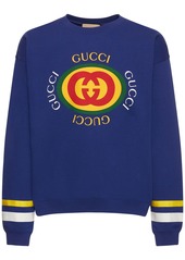 Gucci Gg Logo Print Cotton Sweatshirt