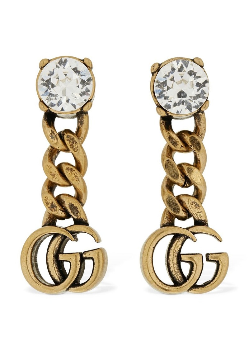 Gucci Gg Marmont Drop Earrings W/ Crystal