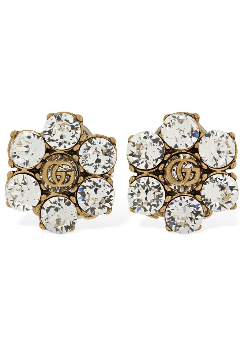 Gucci Gg Marmont Stud Earrings W/ Crystal