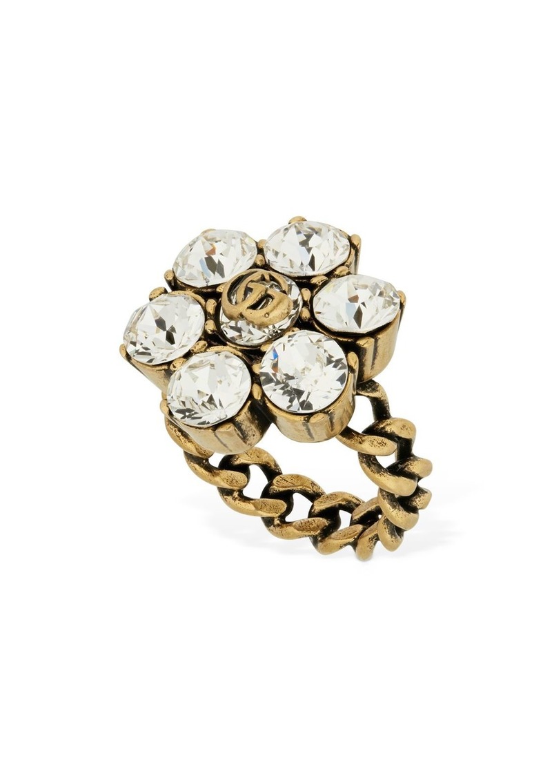 Gucci Gg Marmont Thick Ring W/ Crystal