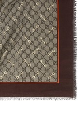 Gucci Gg Print Modal & Silk Shawl W/ Horsebit