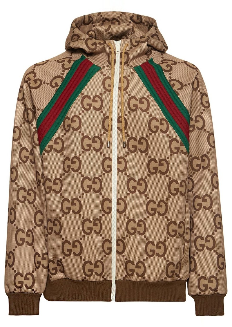 Gucci Gg Printed Tech Zip-up Hoodie