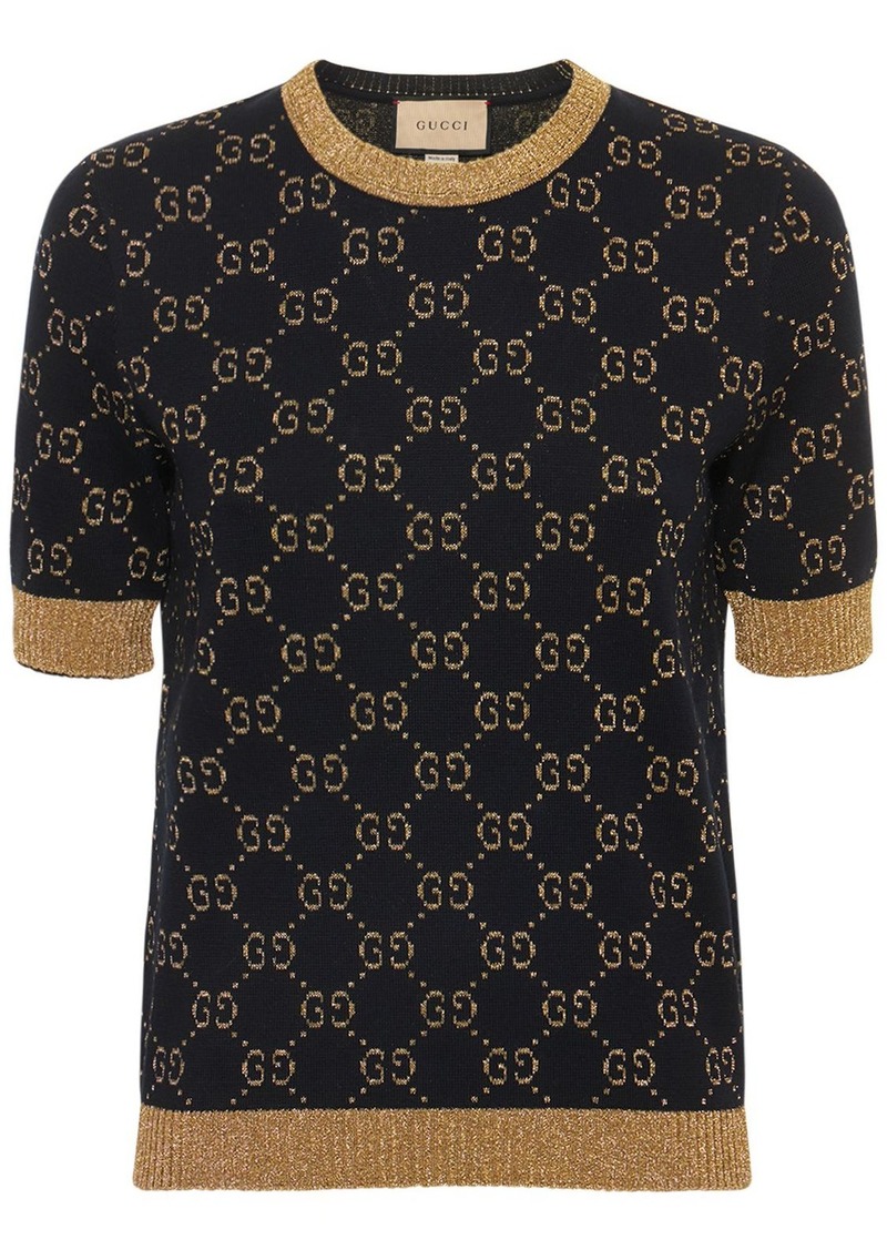 Gucci Gg Supreme Cotton & Lurex Knit Sweater