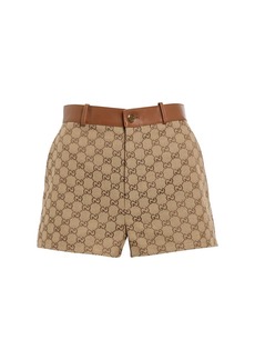 Gucci GG Supreme leather-trimmed shorts