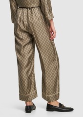 Gucci Gg Supreme Printed Silk Twill Wide Pants