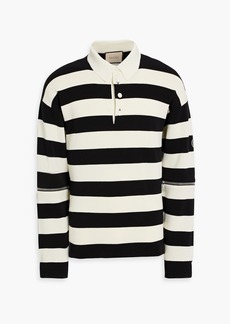 Gucci - Appliquéd striped cotton-pique polo shirt - Black - M