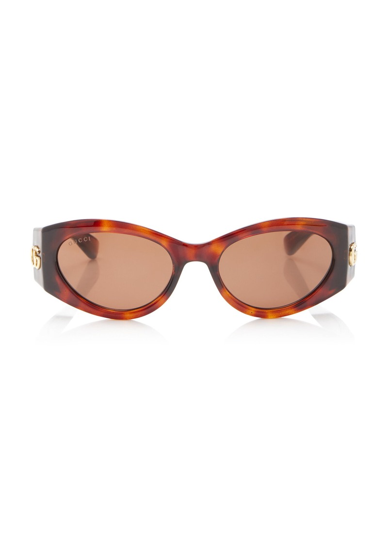 Gucci - Cat-Eye Acetate Sunglasses  - Brown - OS - Moda Operandi