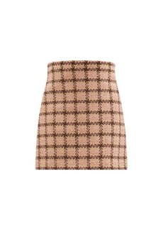 Gucci - Checked Lamé Tweed Mini Skirt - Womens - Brown Multi