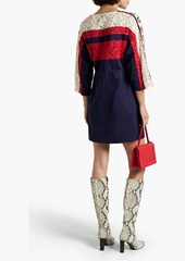Gucci - Corded lace-paneled jersey mini dress - Blue - XS