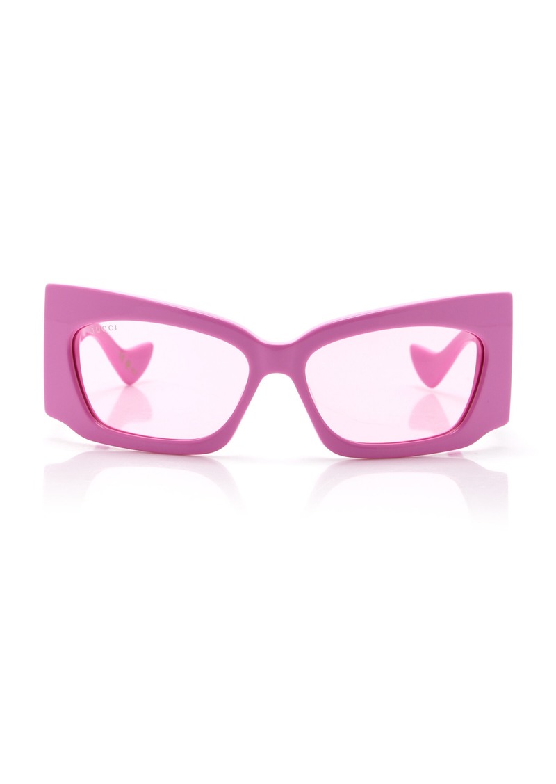 Gucci - Geometric-Frame Acetate Sunglasses - Pink - OS - Moda Operandi