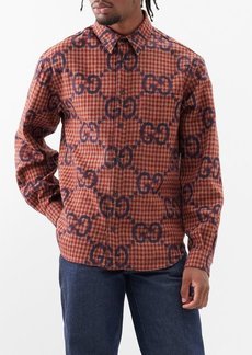 Gucci - GG-jacquard Check Wool Overshirt - Mens - Red Blue - 48 EU/IT