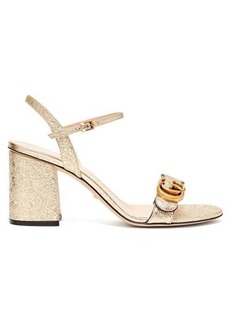 Gucci - GG Marmont Block-heel Metallic-leather Sandals - Womens - Gold