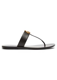 Gucci - GG Marmont T-bar Leather Sandals - Womens - Black