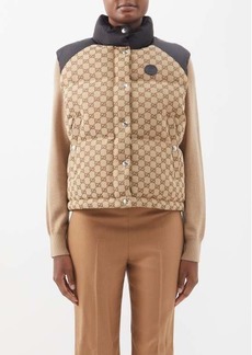Gucci - GG Quilted Cotton-blend Canvas Down Gilet - Womens - Light Brown Multi