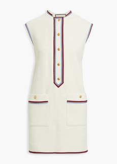 Gucci - Grosgrain-trimmed wool-blend tweed mini dress - White - IT 38