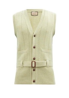 Gucci - Logo-embroidered Wool Sweater Vest - Mens - Light Green