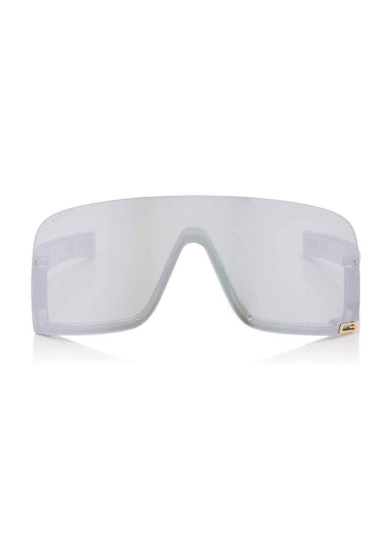 Gucci - Mask-Frame Acetate Sunglasses - Silver - OS - Moda Operandi