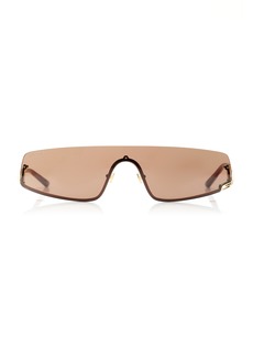 Gucci - Mask-Frame Metal; Bio-Nylon Sunglasses - Brown - OS - Moda Operandi