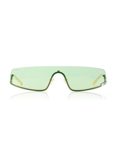 Gucci - Mask-Frame Metal; Bio-Nylon Sunglasses - Green - OS - Moda Operandi
