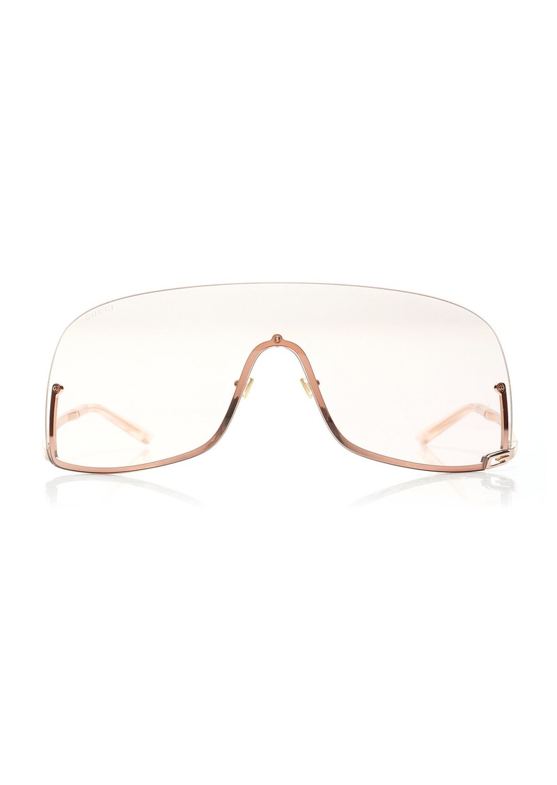 Gucci - Mask-Frame Metal; Bio-Nylon Sunglasses - Pink - OS - Moda Operandi