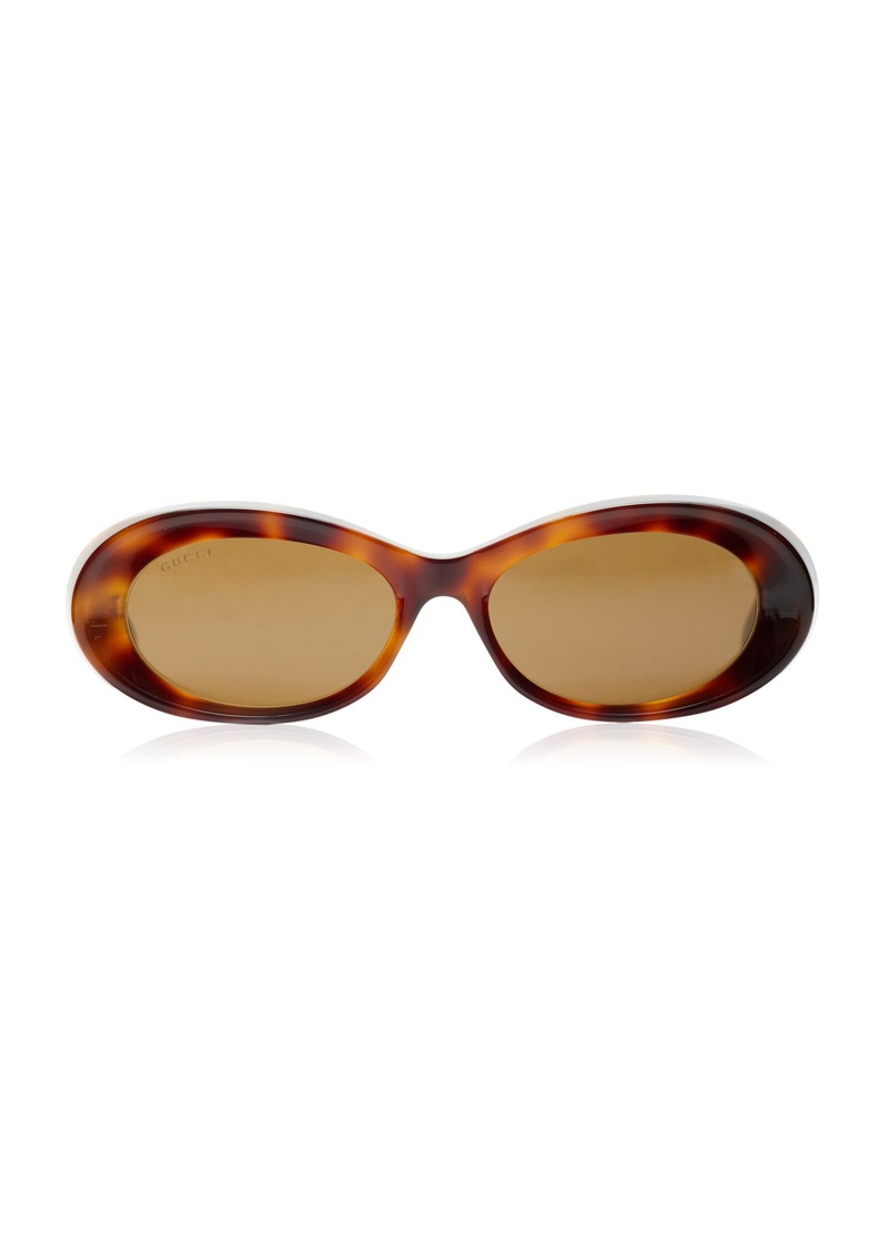 Gucci - Oval-Frame Bio-Nylon; Acetate Sunglasses - Brown - OS - Moda Operandi