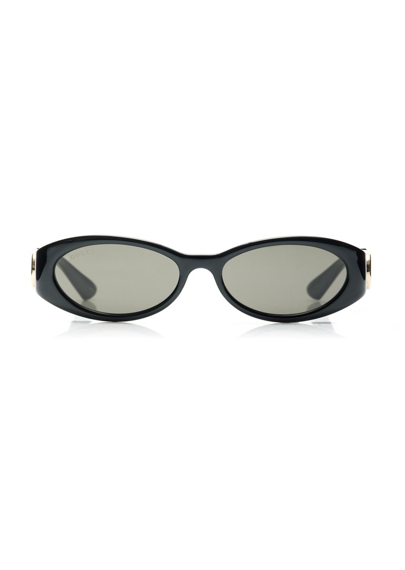 Gucci - Oval-Frame Bio-Nylon Sunglasses - Black - OS - Moda Operandi