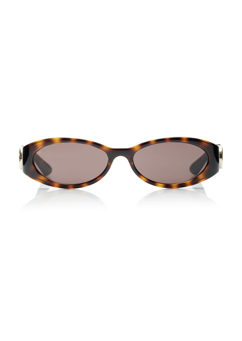 Gucci - Oval-Frame Bio-Nylon Sunglasses - Brown - OS - Moda Operandi